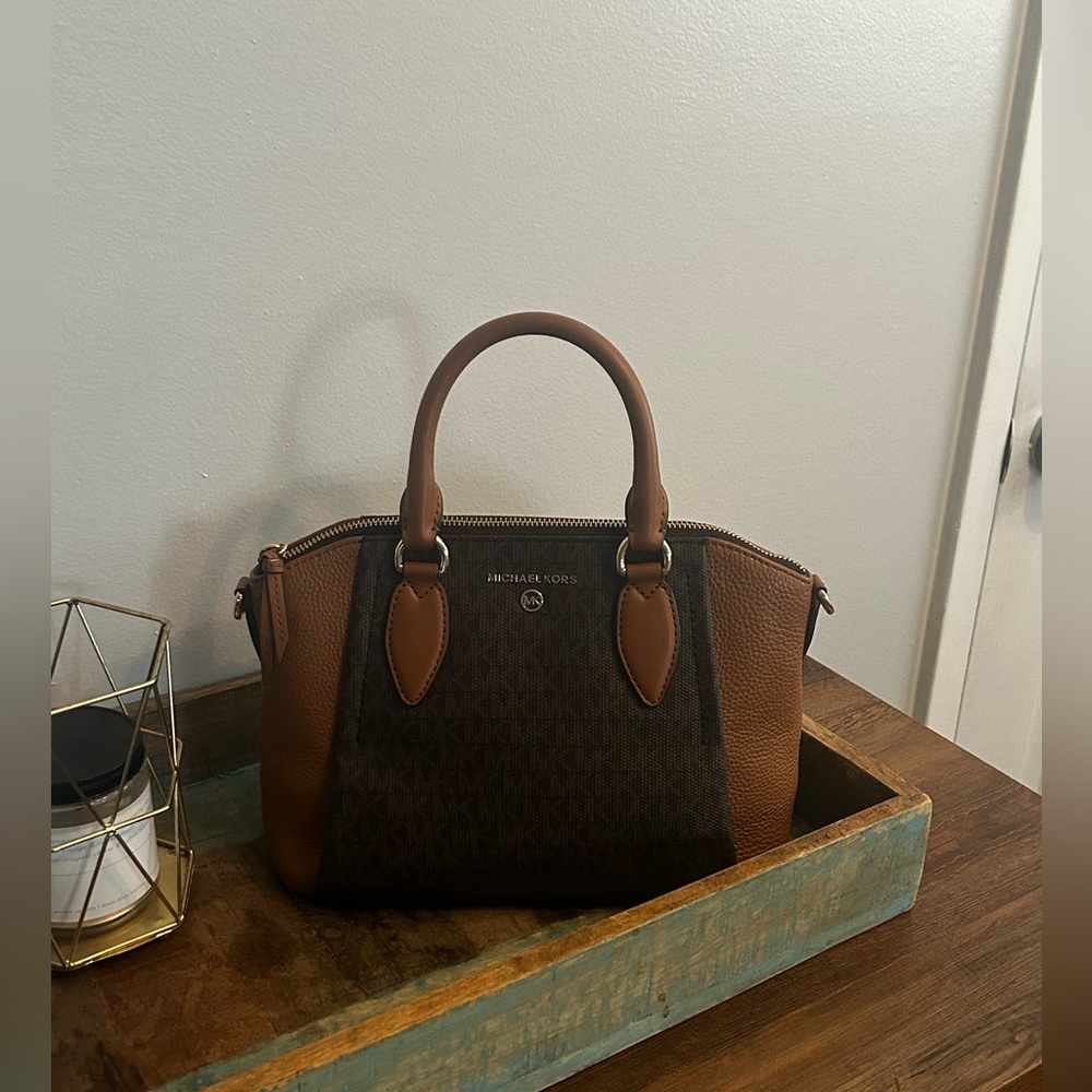 Rich Brown Michael Kors signature canvas and leather.